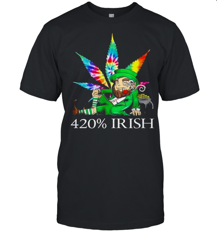 420% Irish Leprechaun Smoking Marijuana Leaf Tie Dye Patrick’s Day Pot Of Gold Coins shirt