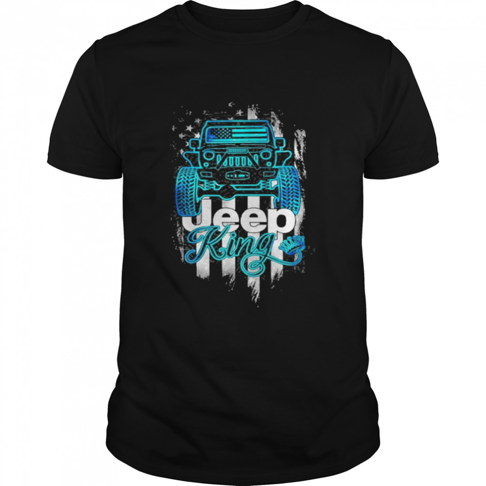 Jeep King Jeep Lover American Flag Crown Vintage Retro Shirt