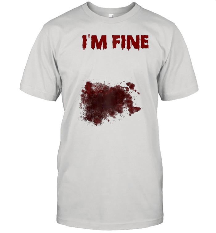 I’m Fine Bloody Zombie Bite Scary Halloween Costume Raglan Baseball Shirt