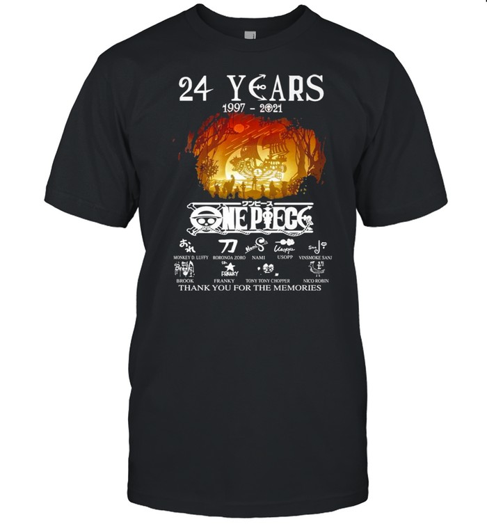 24 Years 1997 2021 One Piece Signatures Thank You For The Memories Shirt