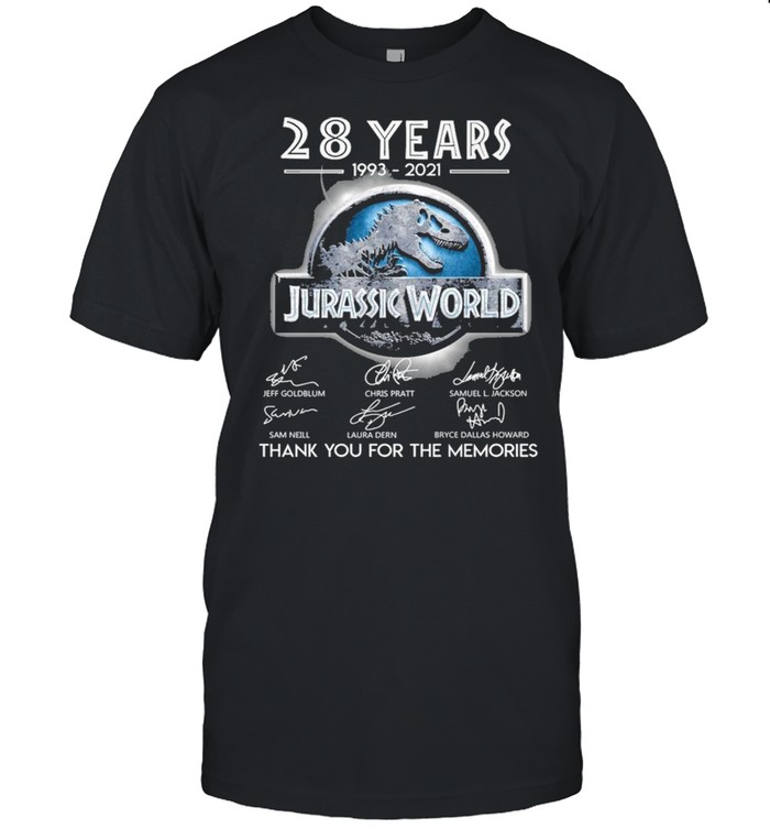 28 Years 1993 2021 Jurassic World Signatures Thank You For The Memories Shirt