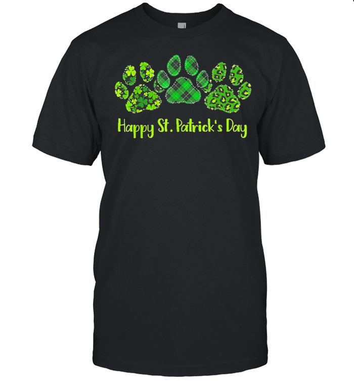 Leopard Print Three Dog Paws Happy Saint Patricks day shirt