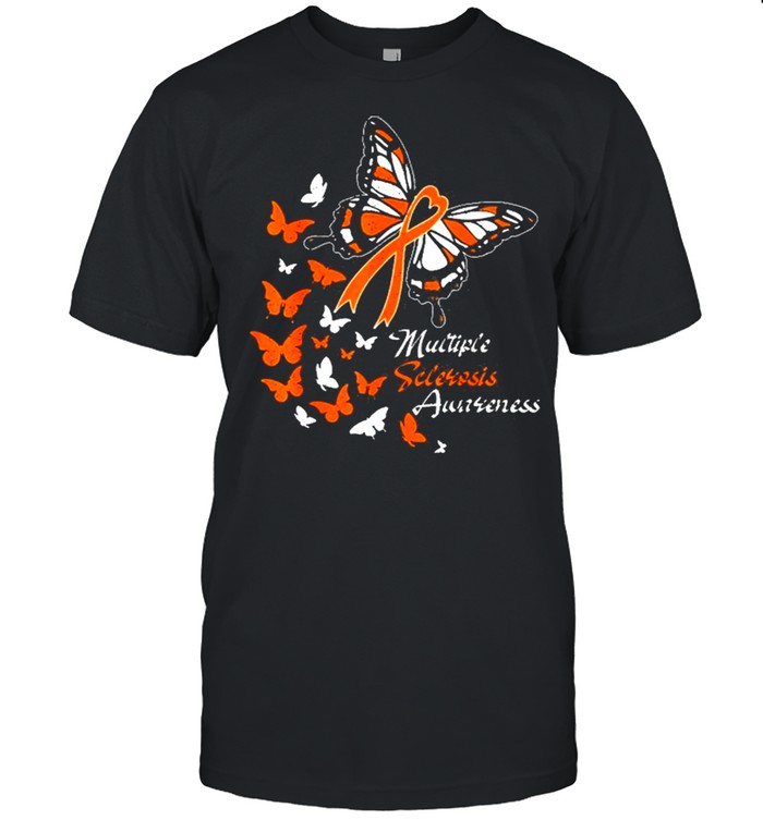 Multiple Sclerosis Awareness Butterflies Orange Ribbon Shirt