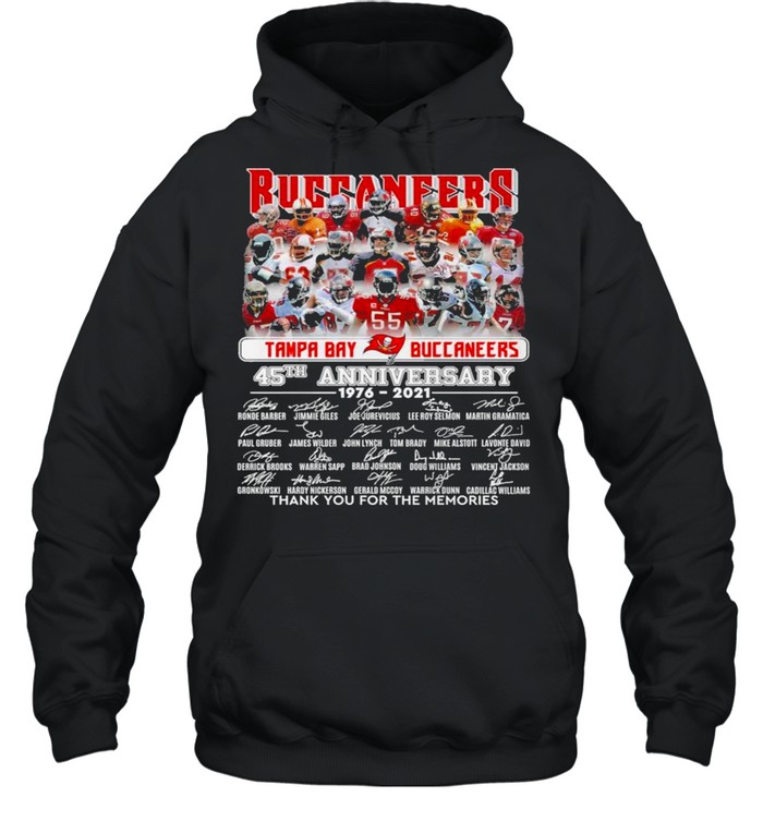 Tame Bay Buccaneers 45th Anniversary 1976 2021 Signatures Thank You For The Memories  Unisex Hoodie