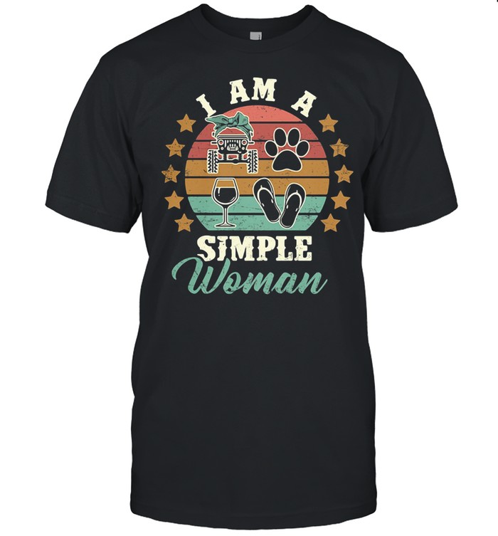 I Am A Simple Woman Wine Tractor Cat Vintage Shirt