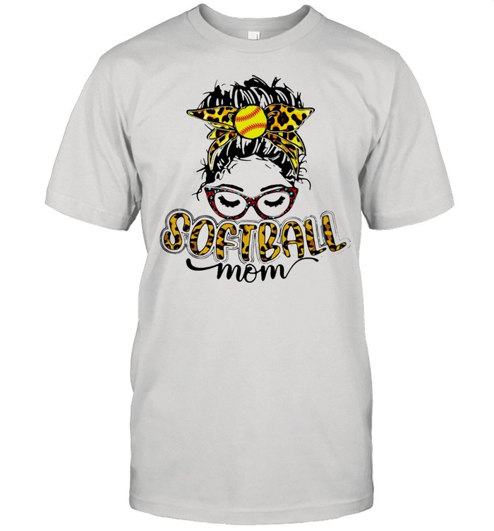 Ladie Softball Mom Leopard Shirt