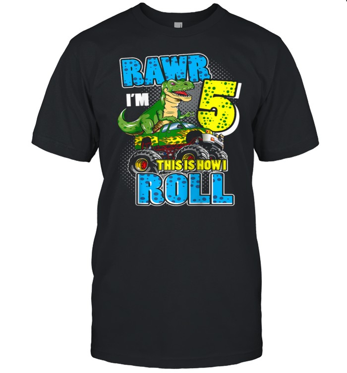 Monster Truck Birthday Shirt TRex 5th Birthday shirt