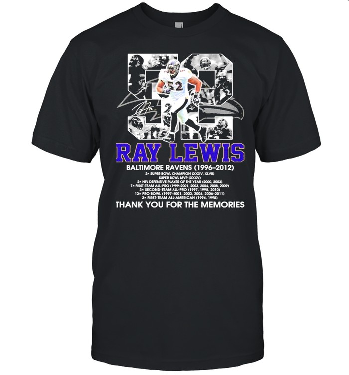 52 Ray Lewis Baltimore Ravens 1996 2012 Thank You For The Memories Shirt