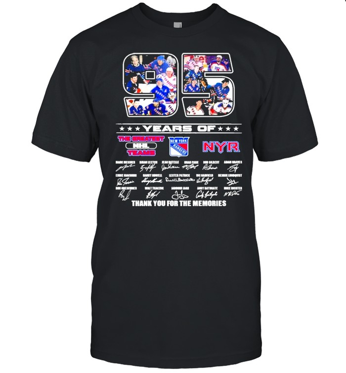 95 Years Of The Greatest NHL Teams New York Rangers Signatures Thank You For The Memories Shirt