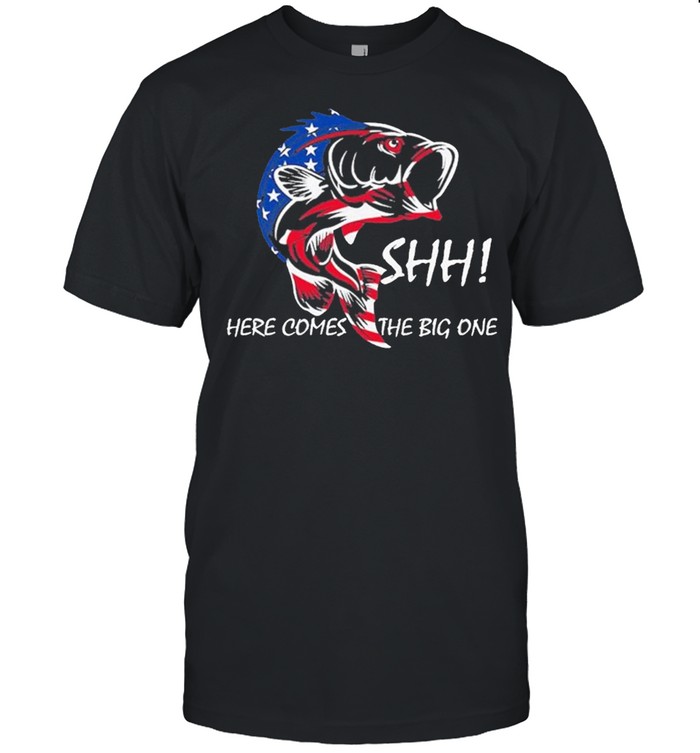 Fishing shh here comes the big one American flag shirt