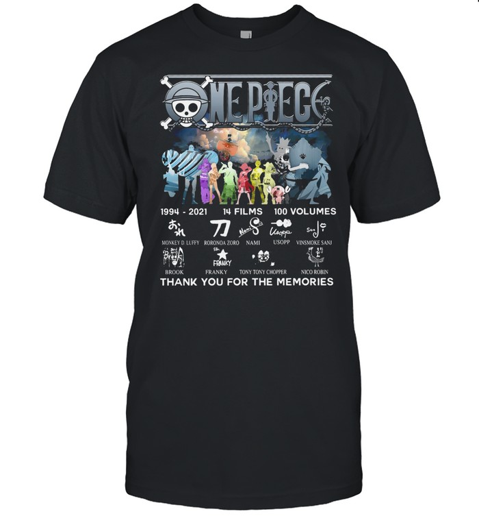 One Piece 1994 2021 14 Films 100 Volumes Thank You For The Memories Signature Shirt