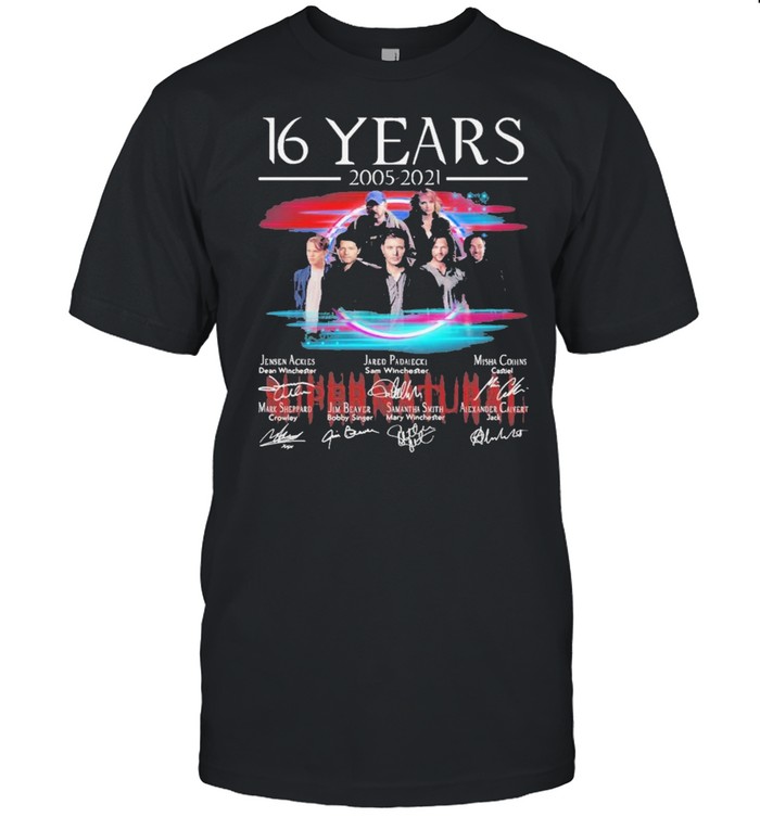 Supernatural 16 Years 2005 2021 Jensen Ackles Dean Winchester Signatures Shirt