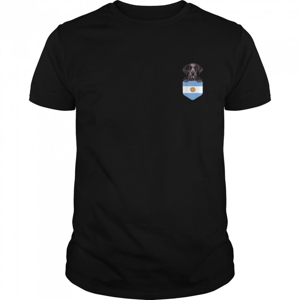 Argentina Flag German Shorthaired Pointer Dog In Pocket shirt