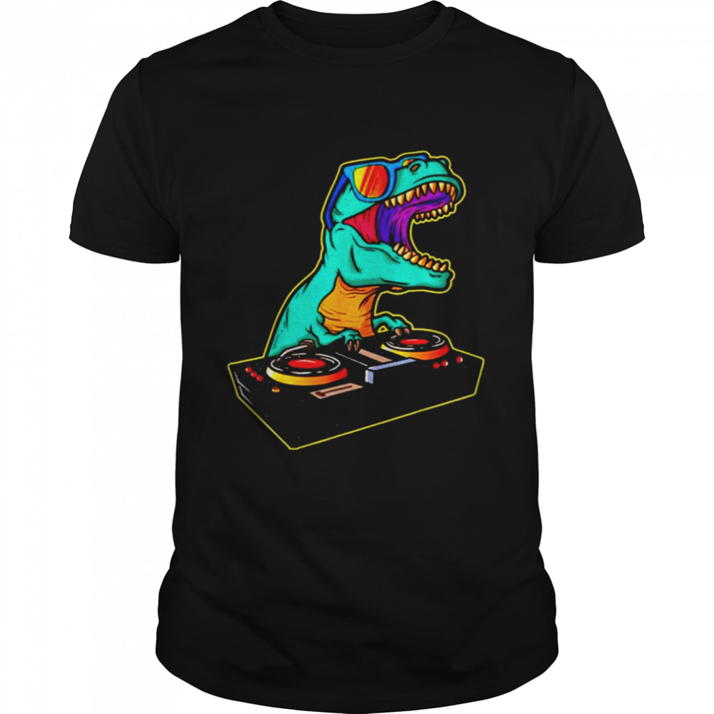 Dinosaur DJ Party Club Shirt