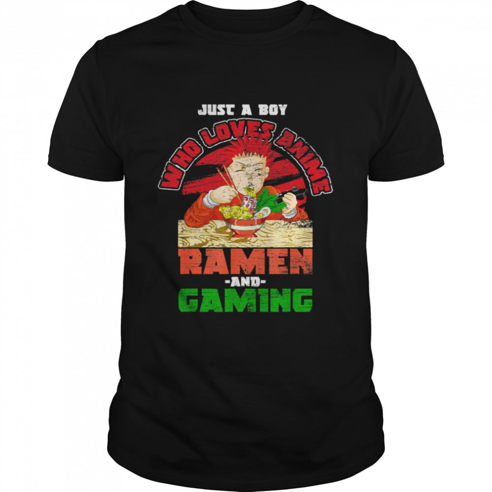 Nur ein Junge der Animes Ramen und Gaming liebt Gamer Anime shirt