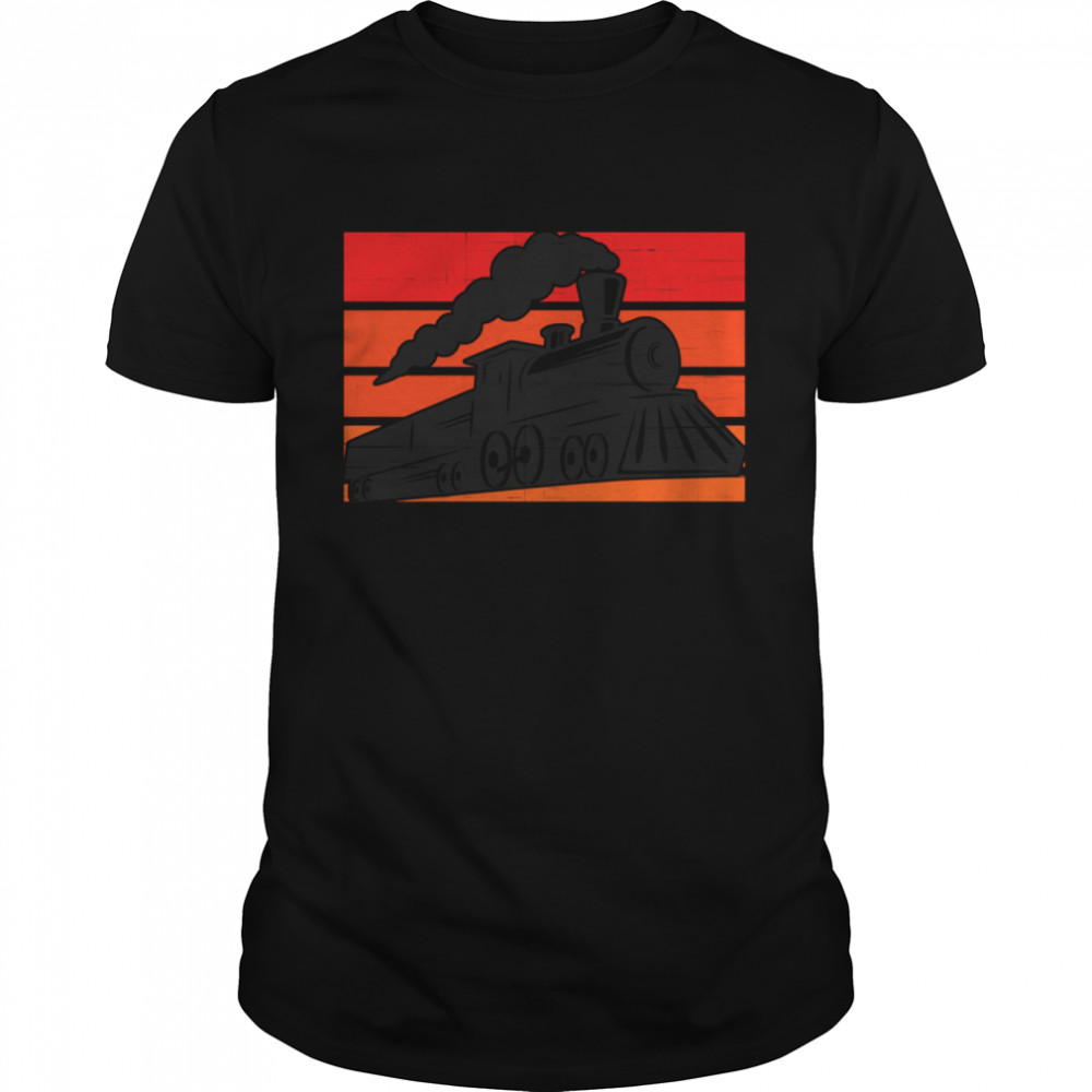 Retro Vintage Steam Locomotive Train Silhouette shirt