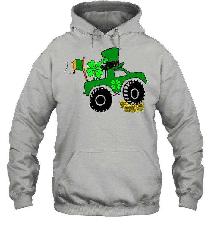St Patrick’s Day Monster Truck Lover Irish Shamrock  Unisex Hoodie