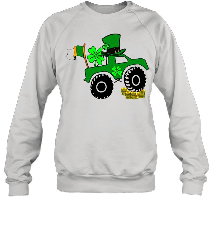 St Patrick’s Day Monster Truck Lover Irish Shamrock  Unisex Sweatshirt