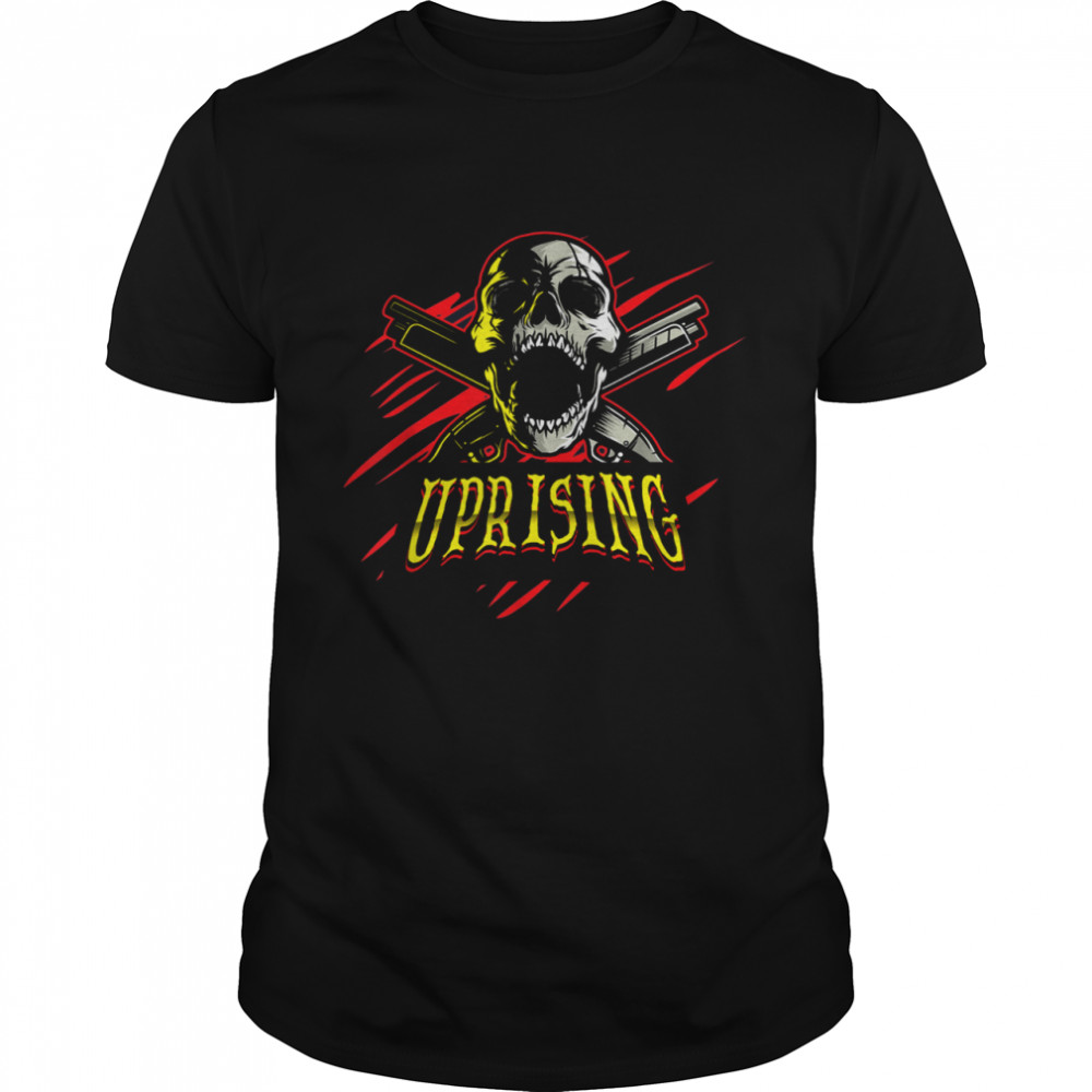 UPRISING SKULL HEAD HORROR ZOMBIE GUNS shirt