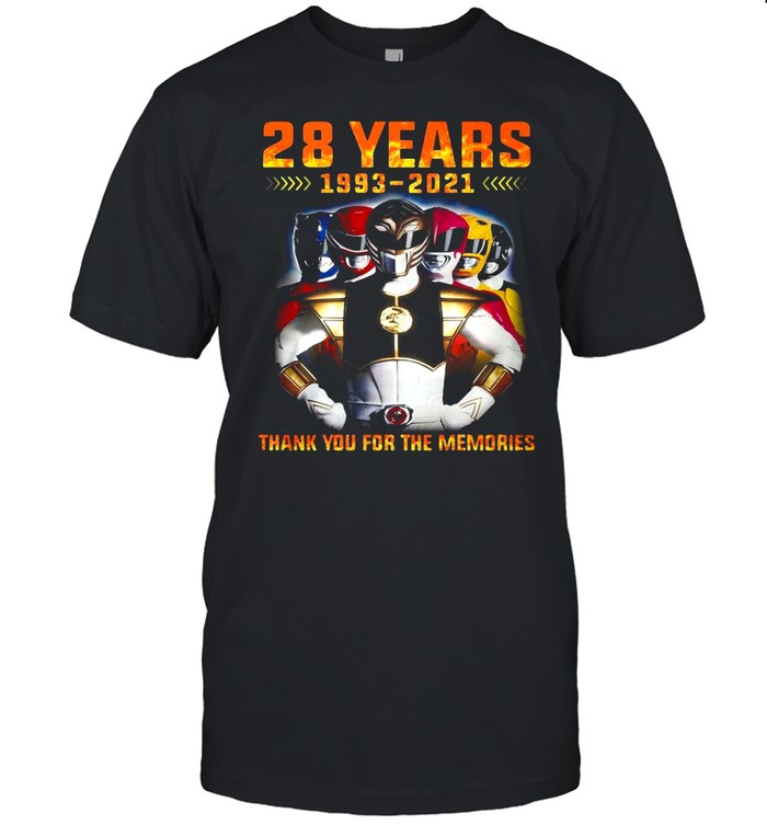 28 Years 1993 2021 Of The Mighty Morphin Power Rangers Thank You For The Memories T-shirt Classic Men's T-shirt