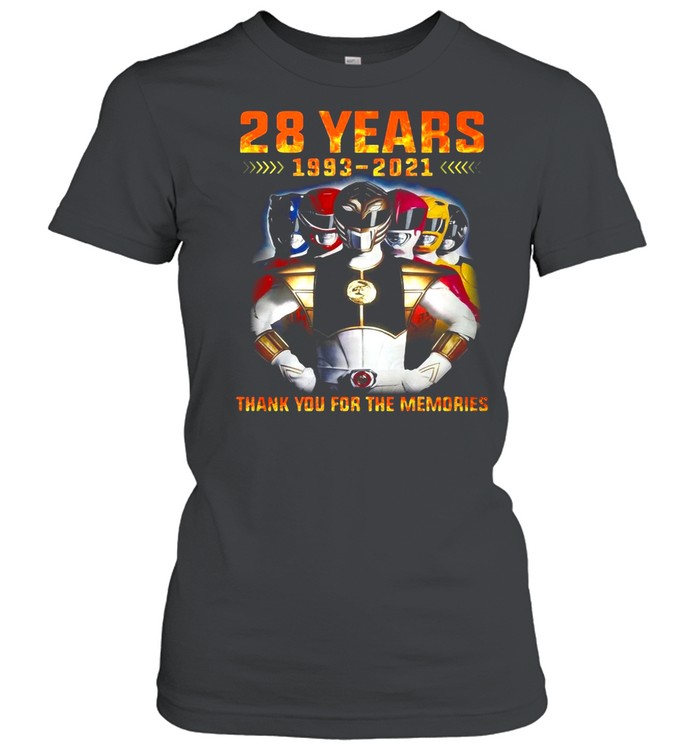 28 Years 1993 2021 Of The Mighty Morphin Power Rangers Thank You For The Memories T-shirt Classic Women's T-shirt