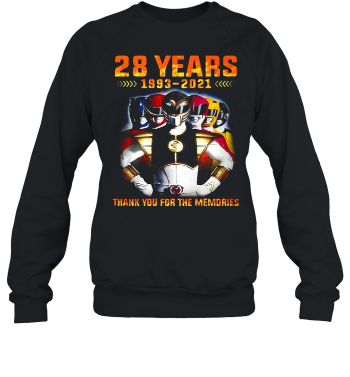 28 Years 1993 2021 Of The Mighty Morphin Power Rangers Thank You For The Memories T-shirt Unisex Sweatshirt