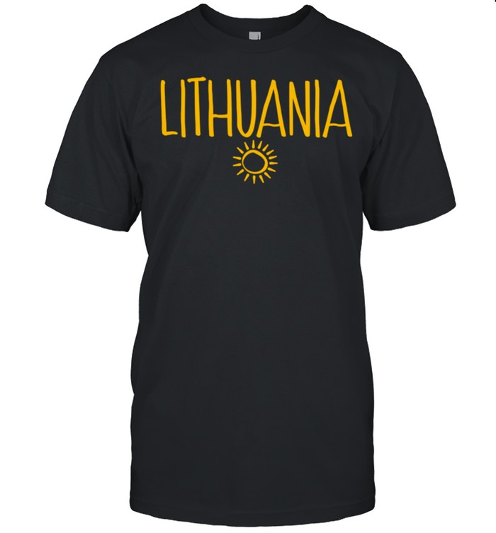 Lithuania Sun Drawing Handwritten Text Amber Print shirt