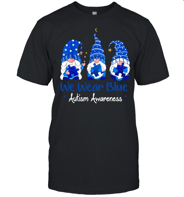 Three Gnomes Holding Blue Puzzle Autism Awareness Shirt