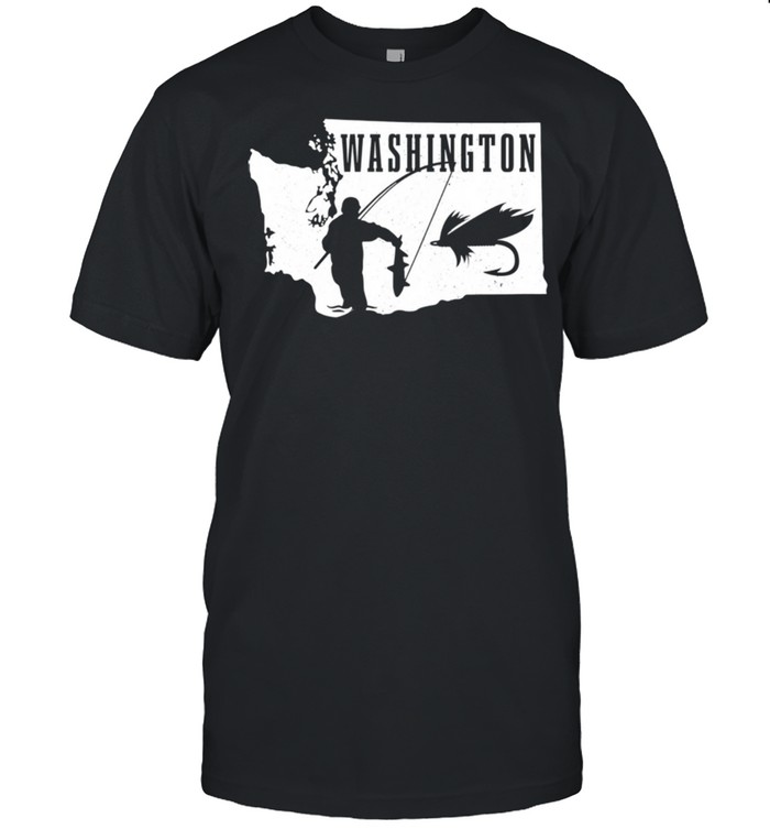 Washington Fly Fishing Vintage State Map Trout Fisherman shirt