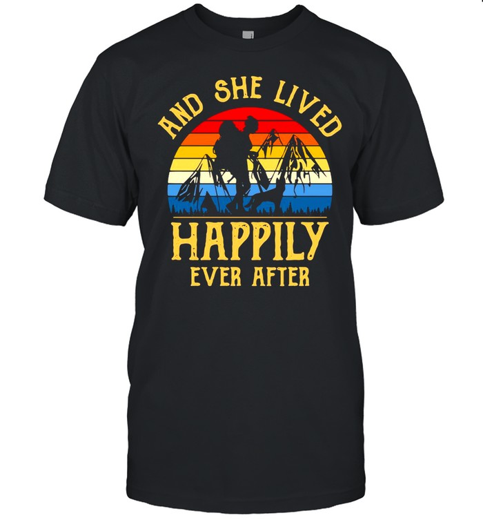 Girl And Dogs And She Lived Happily Ever After Vintage Retro T-shirt