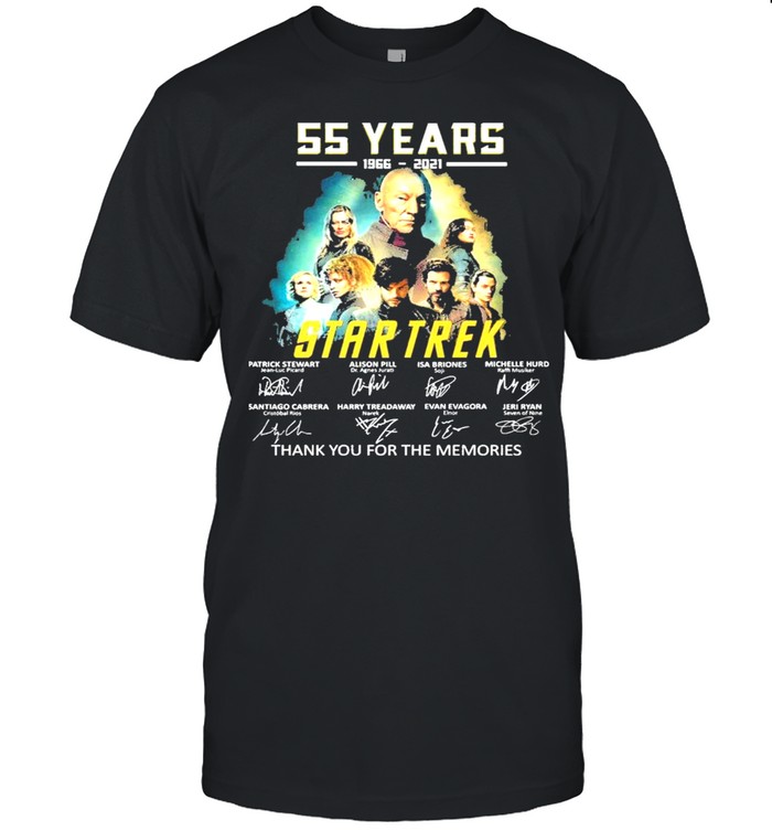 Star Trek 55 Years 1966 2021 Signatures Thank You For The Memories Shirt