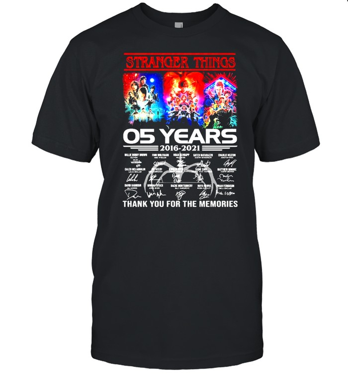 Stranger Things 05 Years 2016 2021 Signatures Thank You For The Memories Shirt