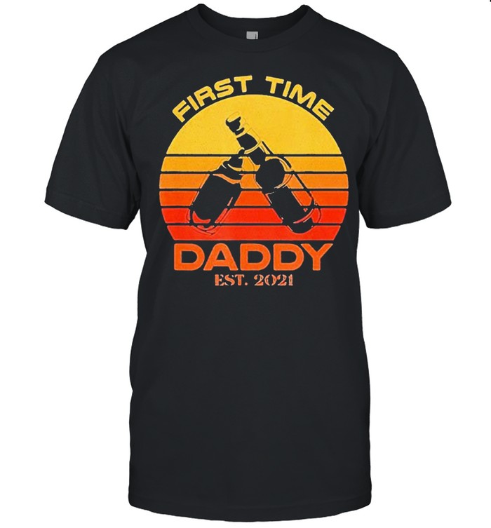 First time daddy est 2021 vintage sunset shirt