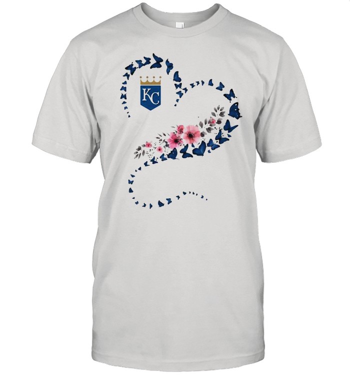 Kansas City Royals Heart Butterflies Blue Flowers Shirt