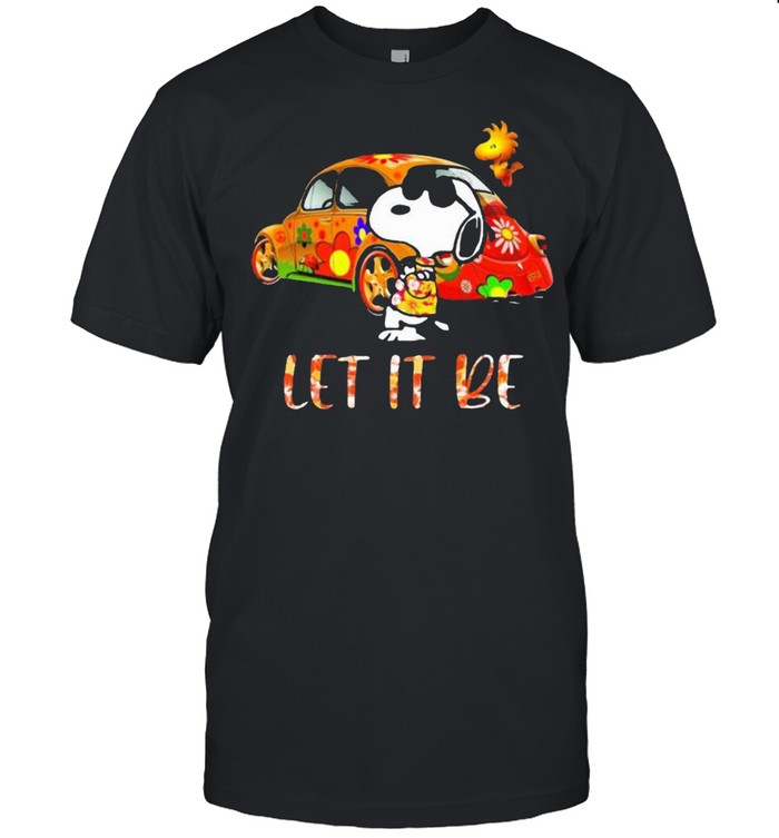 Let It Be Car Flower With Snoopy Vs Woodstock Shirt