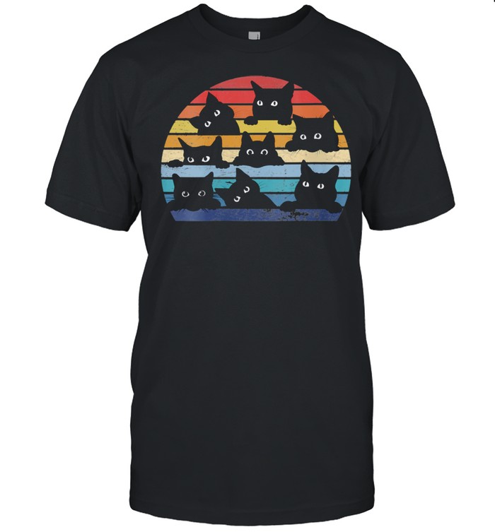 Many kittens in sunset retro shirt