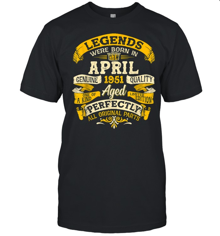 Retro Vintage April 1951 70th Birthday For 70 Years Old shirt