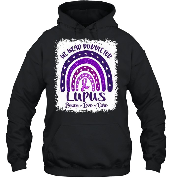 We Wear Purple For Lupus Awareness With Peace Love Cure shirt Unisex Hoodie