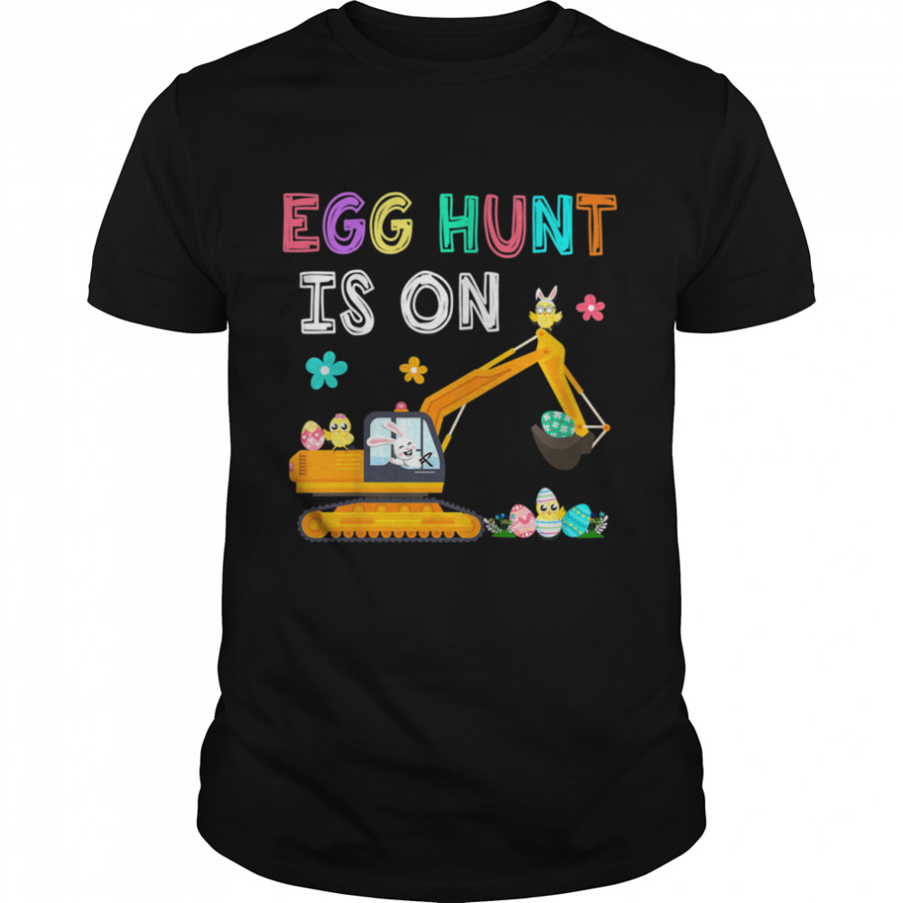 Happy Easter Bunny Excavator Easter Egg Hunt Is On Boys shirt