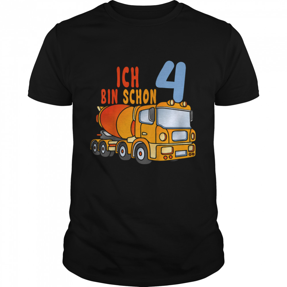 Kinder Ich Bin Schon 4 Junge LKW Zementmischer shirt