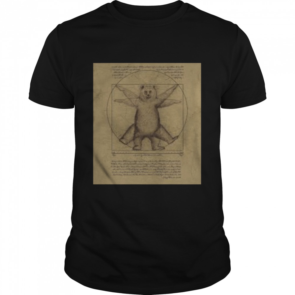 Leonardo Da Vinci Vitruvian Bär Vintage Retro Artwork Langarmshirt shirt