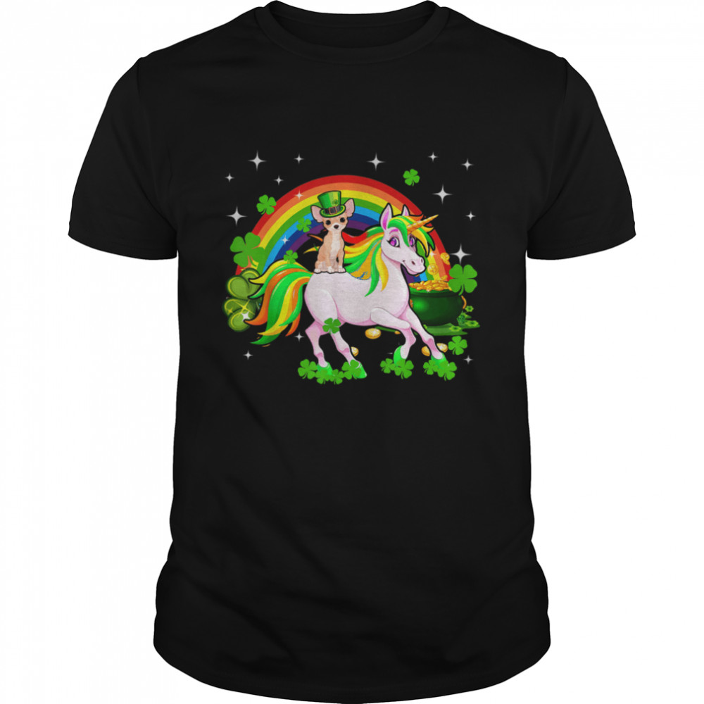 Leprechaun Chihuahua Riding Unicorn Happy St Patrick’s Day shirt