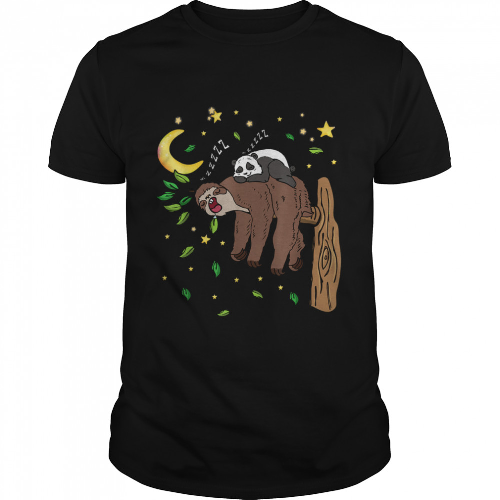 Panda Sleeping On A Sloth Lazy People shirt