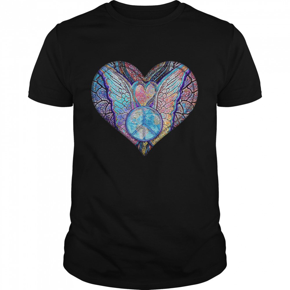 Rainbow Heart with Angel Wings Love shirt