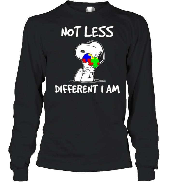 Snoopy Hug Heart Autism Not Less Different I Am shirt Long Sleeved T-shirt