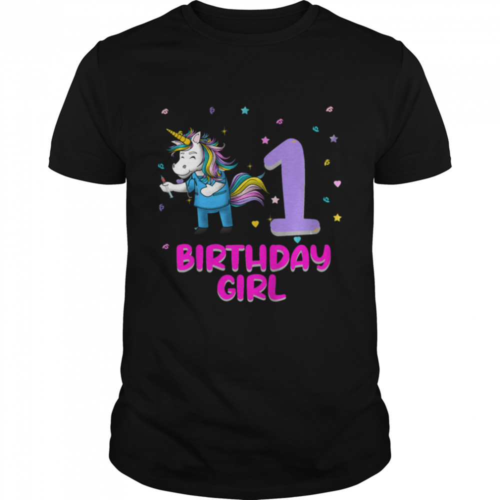 Unicorn Nurse 1st Birthday Girl Love 1 Year Old shirt