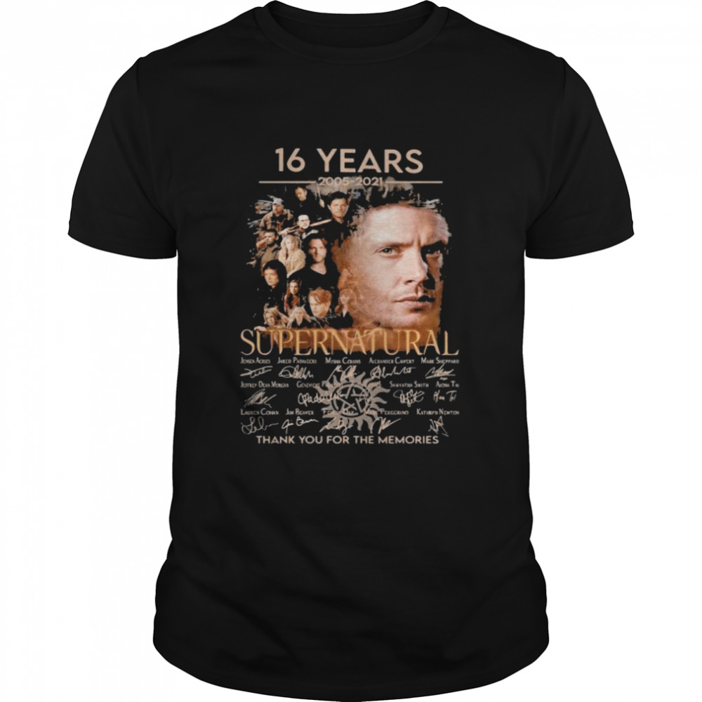 16 Years 2005 2021 Supernatural Thank You For The Memories Signature  Classic Men's T-shirt