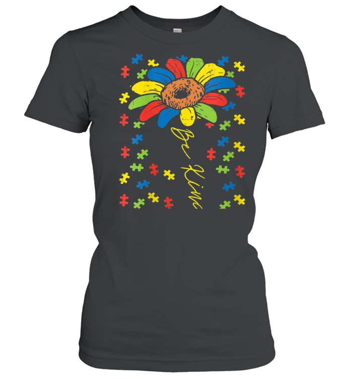 Be Kind Sunflower Puzzle Autism Awareness Mom Dad Teacher shirt Classic Women's T-shirt