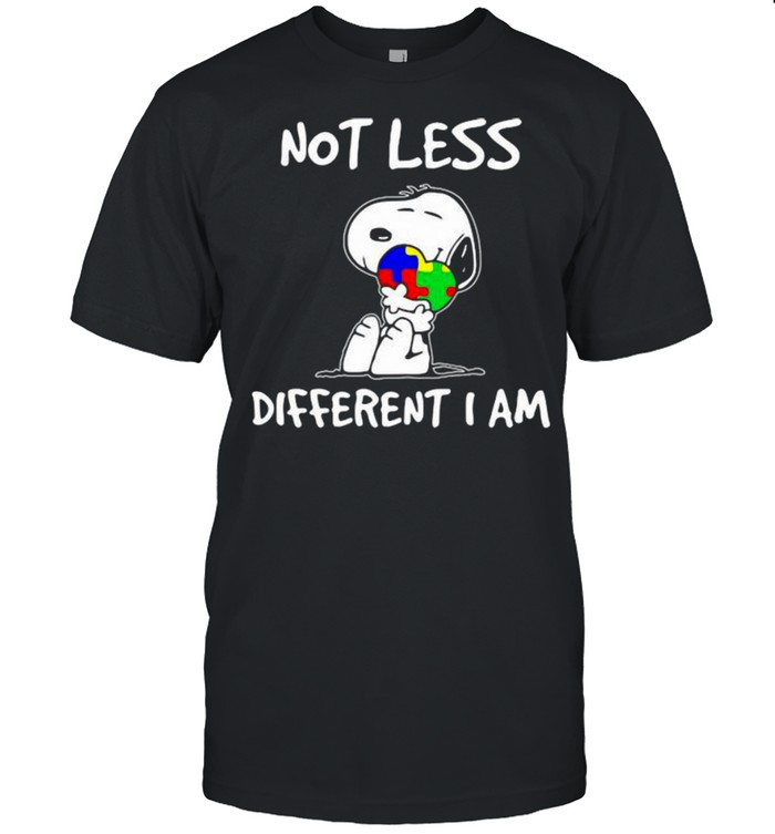 Snoopy Hug Heart Autism Awareness Not Less Different I Am Shirt