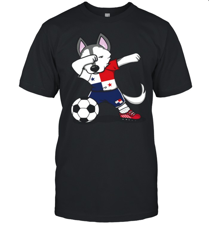 Dabbing Husky Dog Panama Football Panamanian Flag Soccer shirt